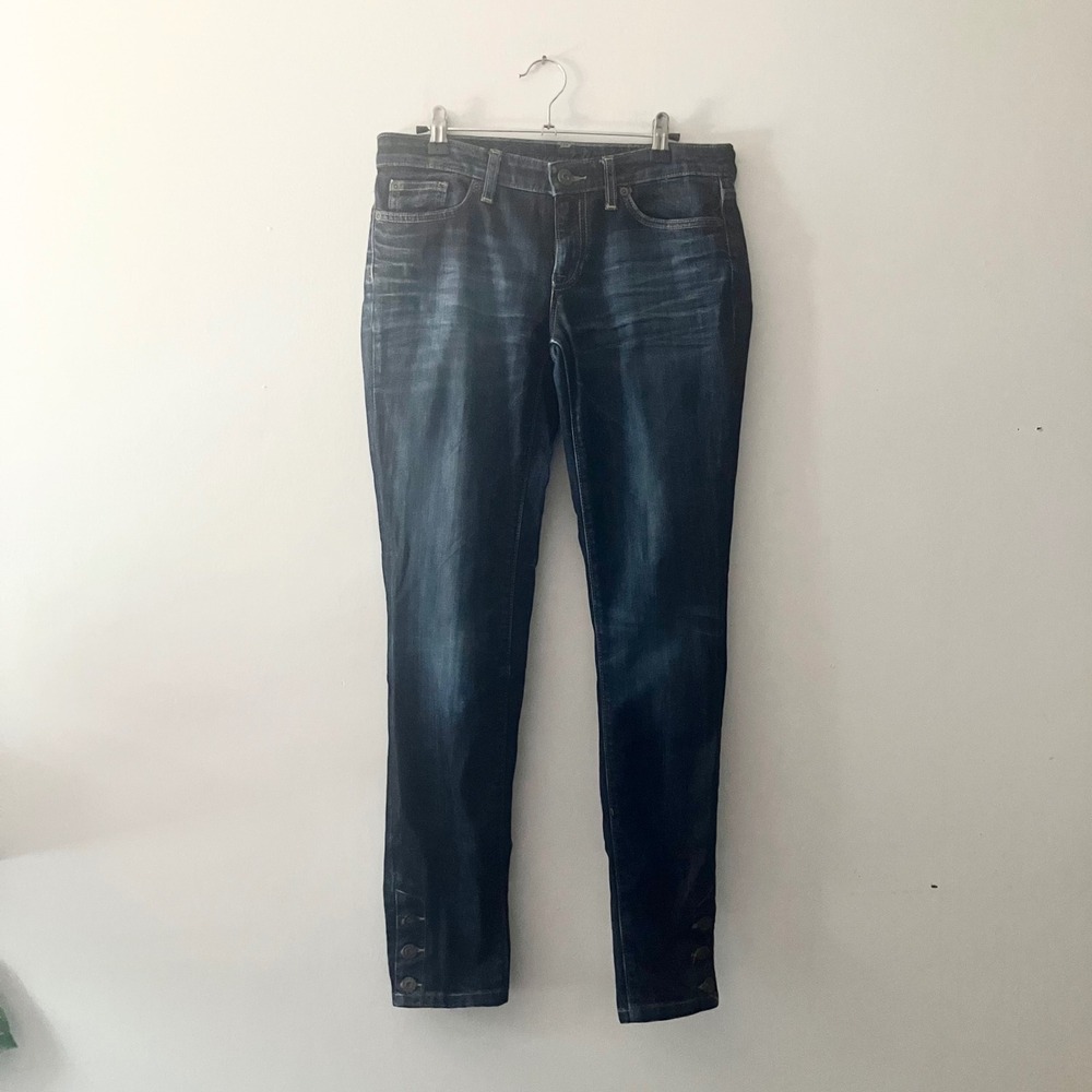Gap 1969 Premium Skinny Jeans Dark Wash Ankle Button Detail Womens Size 6/28R